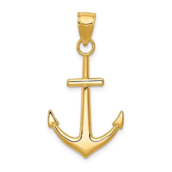 14k Yellow Gold Gold Polished Anchor Pendant,All Products : American Fashion Style Bags On Sale